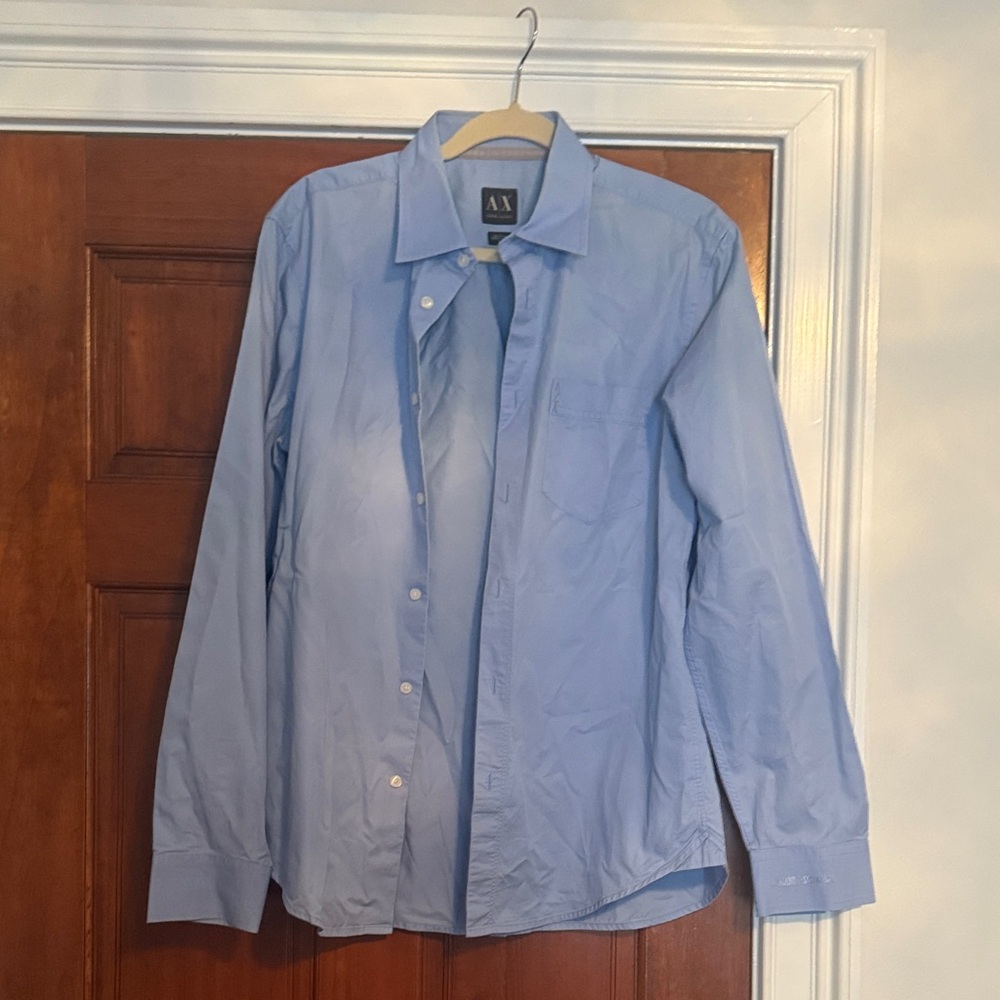 Armani Exchange Men's Light Blue Dress Shirt